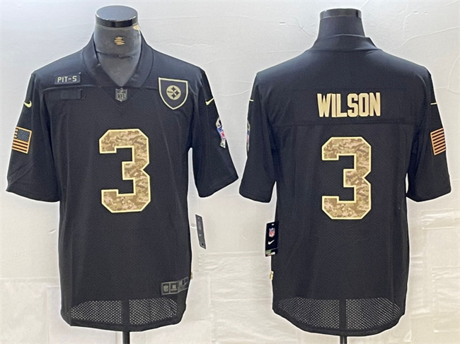 Men's Pittsburgh Steelers #3 Russell Wilson Camo Black Salute To Service Limited Stitched Jersey Men's Pittsburgh Steelers #3 Russell Wilson Camo Black Salute To Service Limited Stitched Jersey